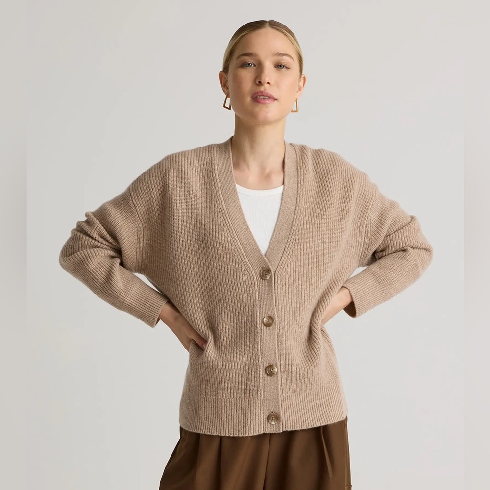 Quince Women's Mongolian Cashmere Fisherman Cropped Cardigan Sweater